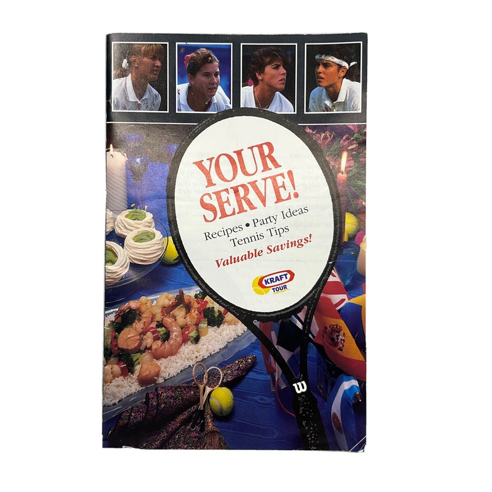 1993 Kraft Tour Your Serve Tennis Players Recipe‎ Book Graf Sabatini Seles Rare